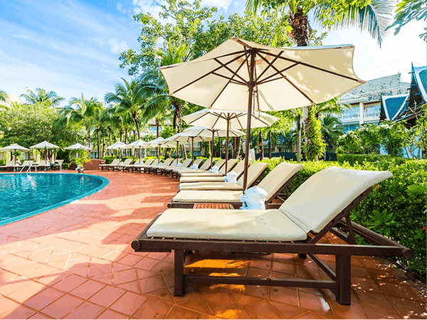 Sun deck with seating at Moonglade luxury apartments near Narsingi